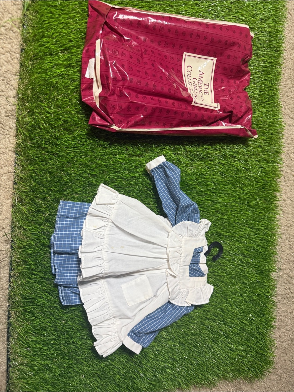 Vintage American girl, doll outfit, stains, and slight yellow